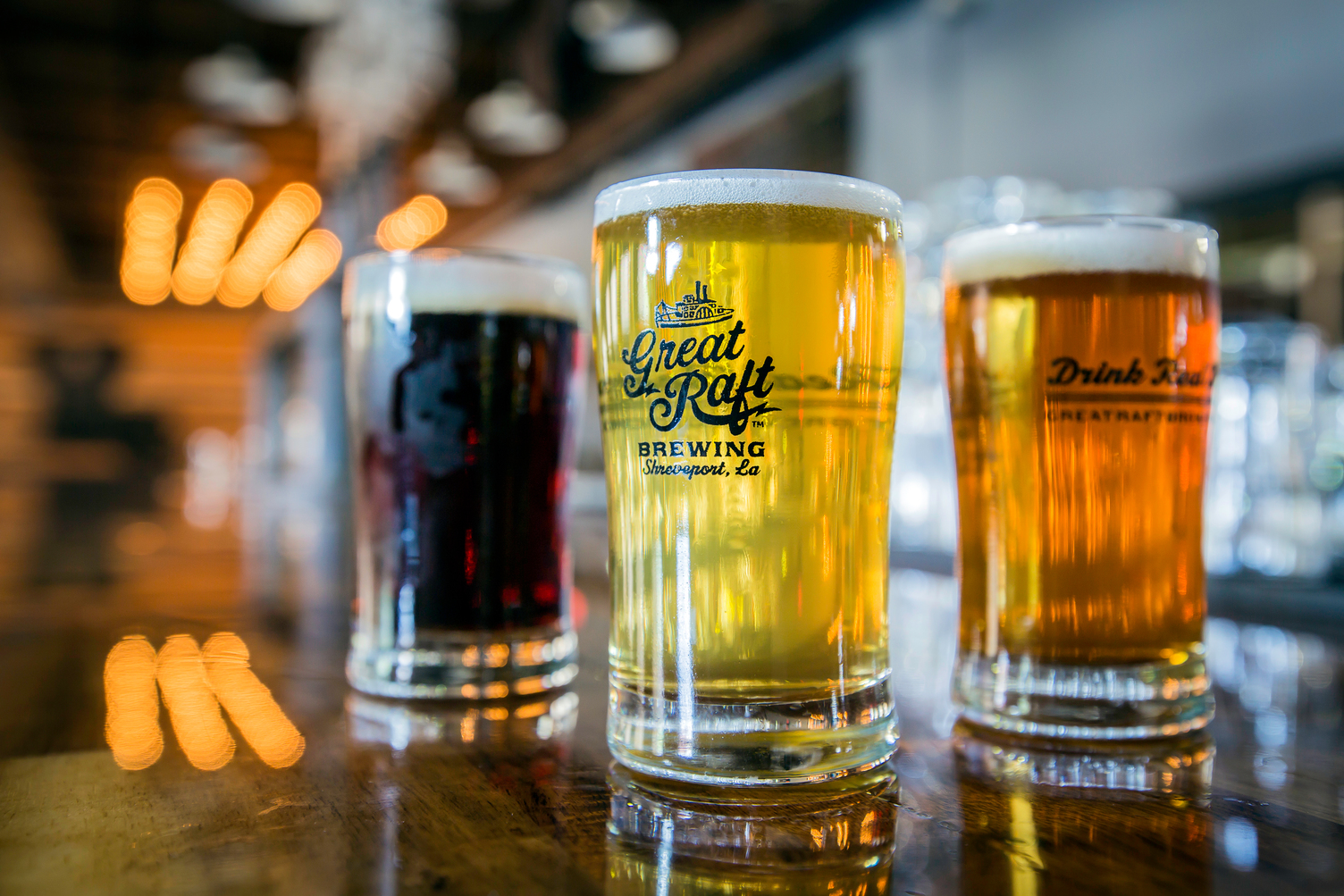 Glasses of beer from Great Raft Brewing