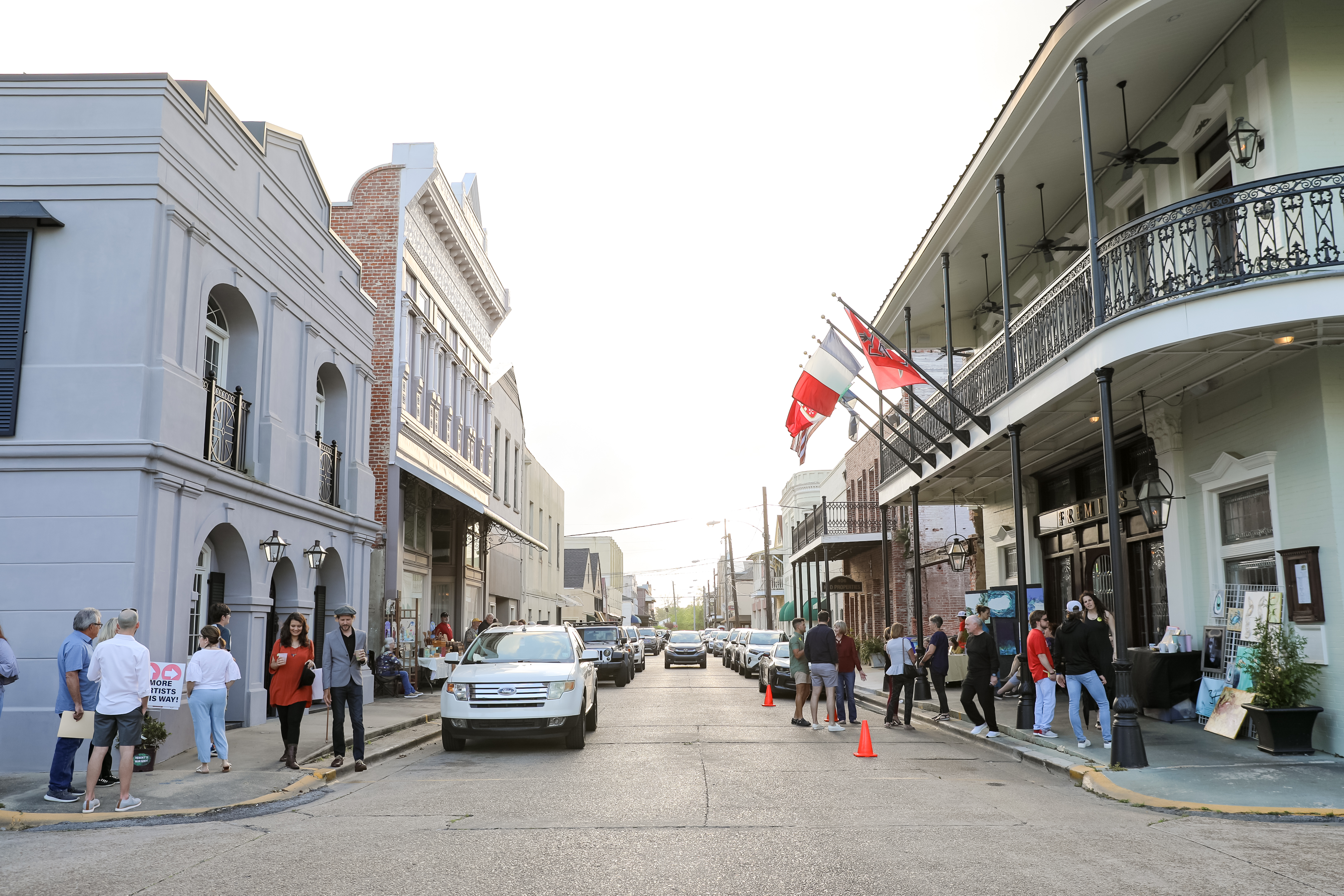 People stroll through downtown Thibodaux.