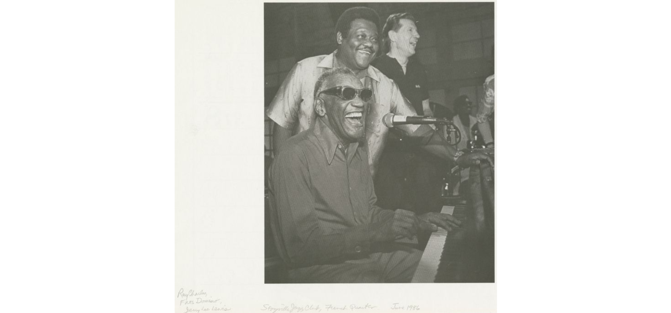 Hogan Jazz Archive Photography Collection. Charles, Ray with Fats Domino and Jerry Lee Lewis at Storyville Jazz Club