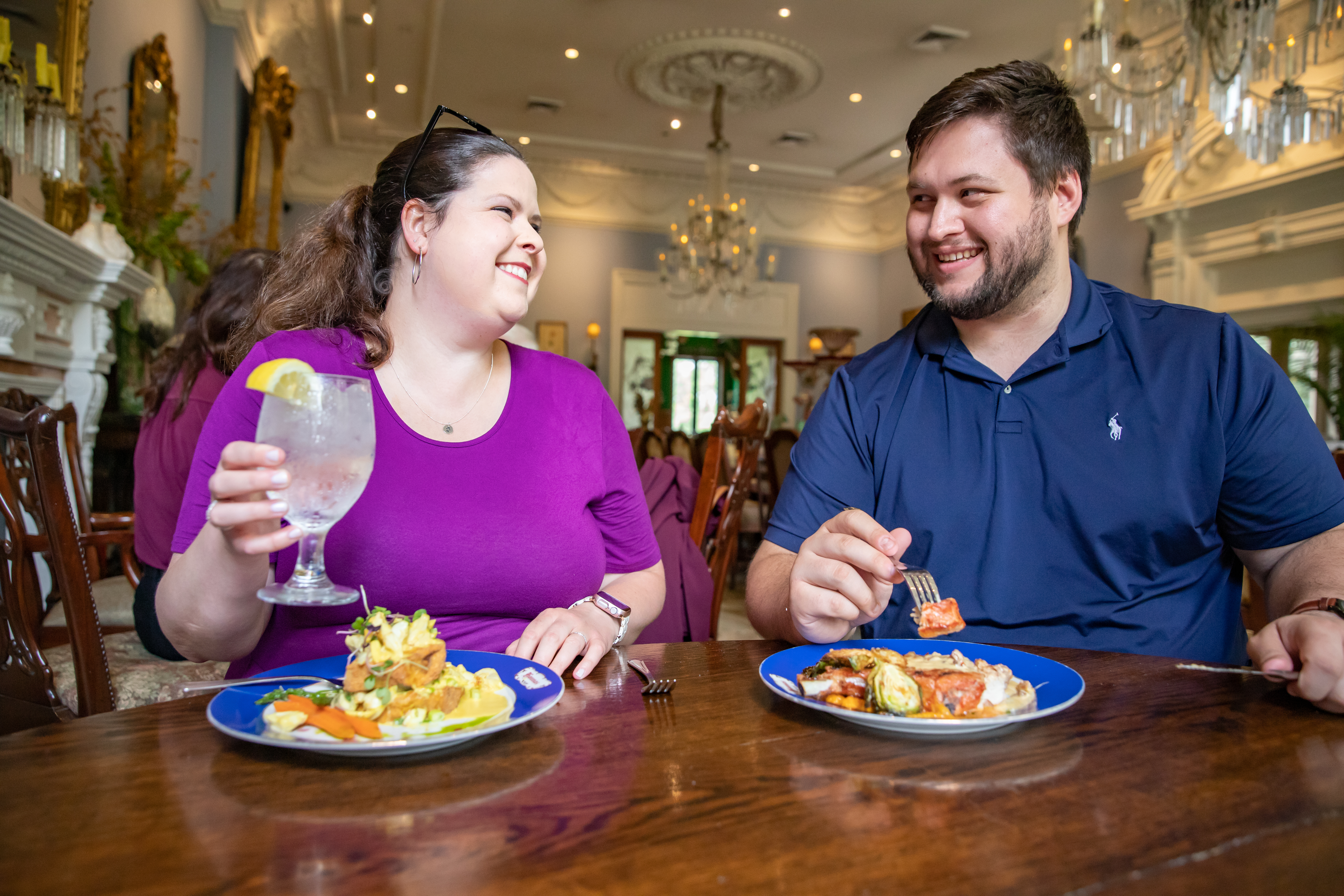 Two people dine.