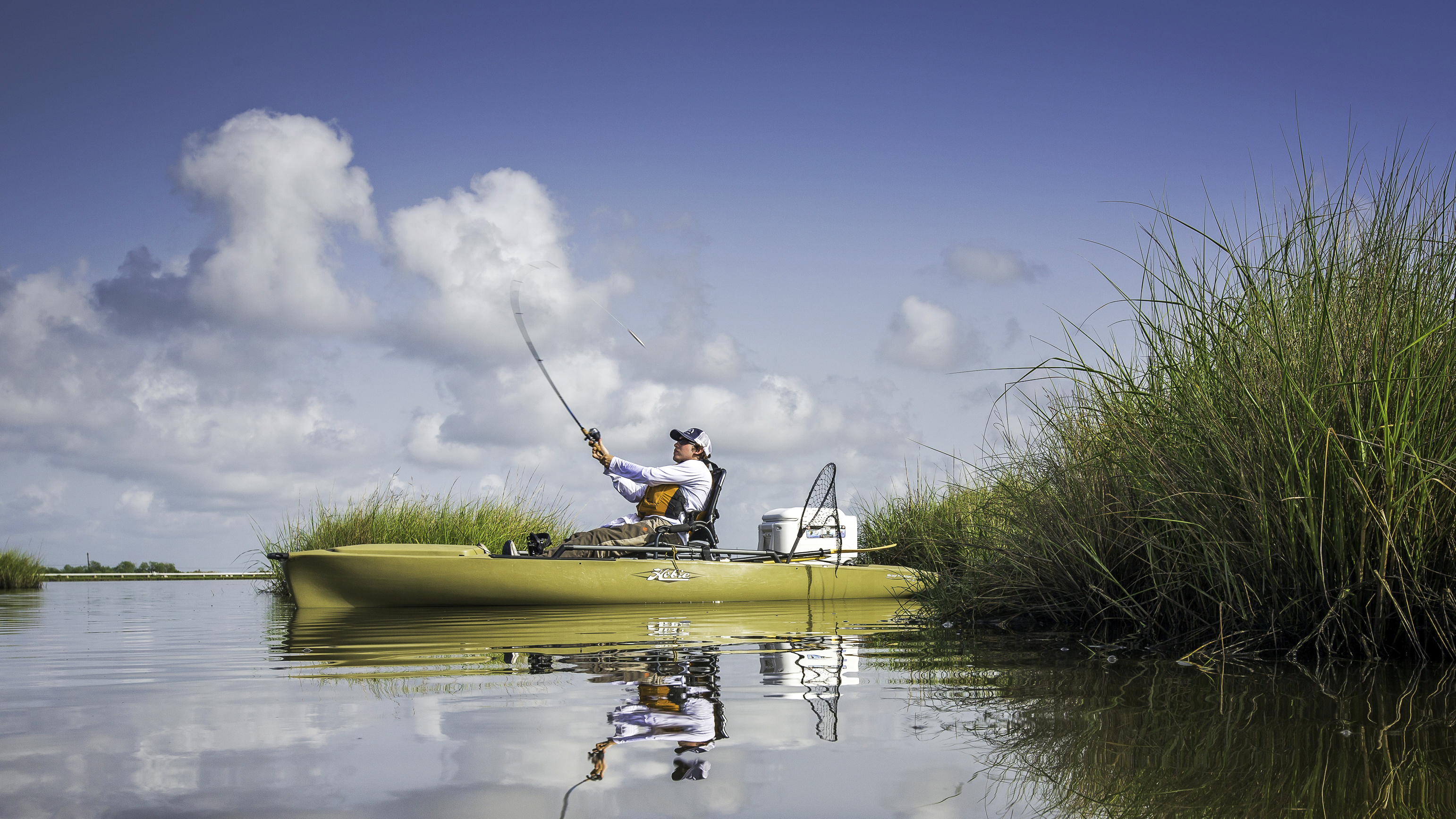 Kayak fishing near Bayou Lafourche.