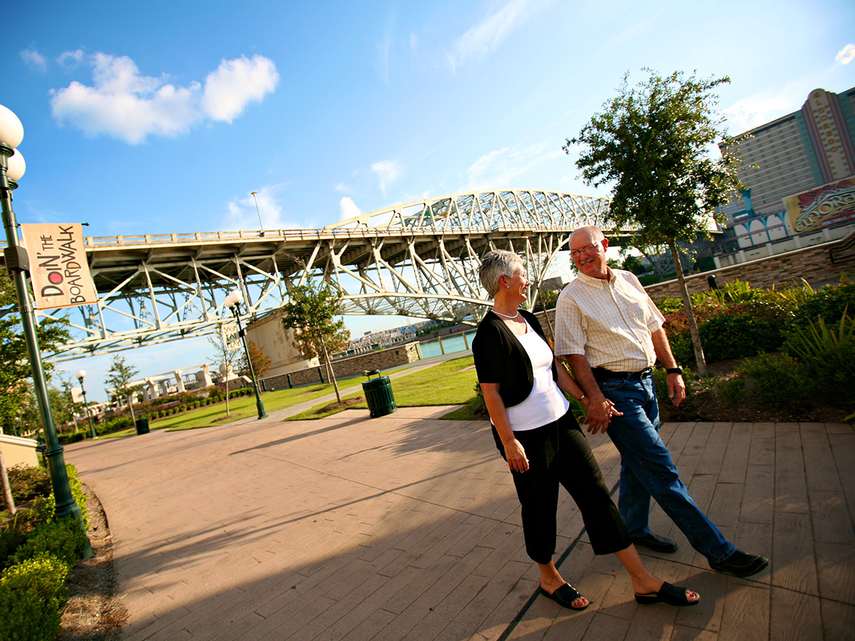 Strolling the Louisiana boardwalk in Shreveport, Louisiana Strolling the Louisiana boardwalk in Shreveport, Louisiana