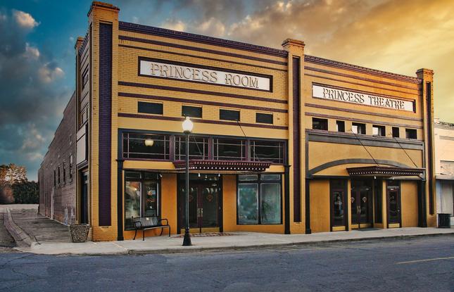 The Princess Theatre, which originally brought vaudeville-style entertainment to northeast Louisiana in the early 19th century.