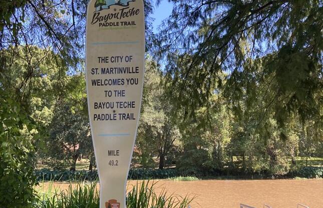 Bayou Teche Paddle Trail signage in St. Martinville