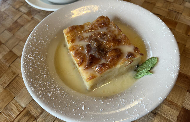 Plated bread pudding