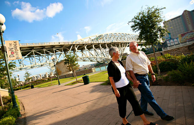 Strolling the Louisiana boardwalk in Shreveport, Louisiana
