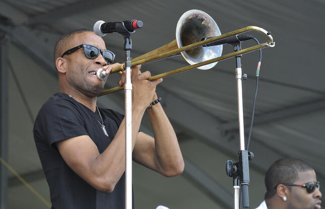 Trombone Shorty at Jazz Fest in New Orleans