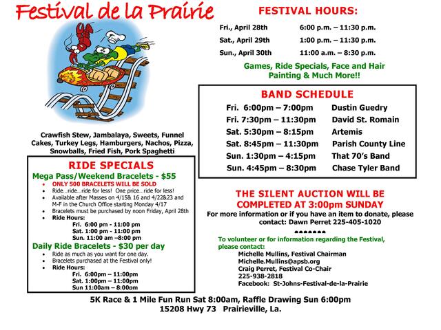 FESTIVAL DE LA PRAIRIE (APRIL 28-30)