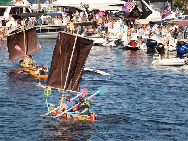 The Quick-and-Dirty Quick 'n Dirty Boat Building contestants in the "Anchors Away" Cardboard Boat Regatta - photo by Jim Kubik