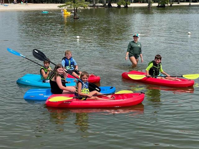 Pictures are our youth kayaks! We also offer adult singles and tandems!