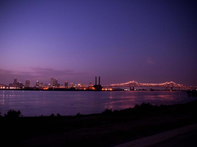 Evening view of the New Orleans skyline from the Gretna Amphitheater Photo