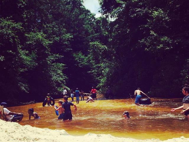 River and white sand beaches