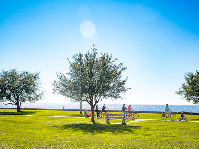 Bike the Mandeville Lakefront along the 1.5 mile paved pathway.