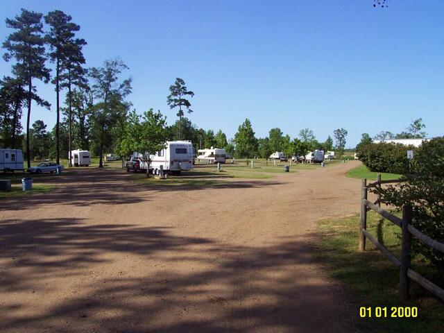 The campground sits on a wooded lot
