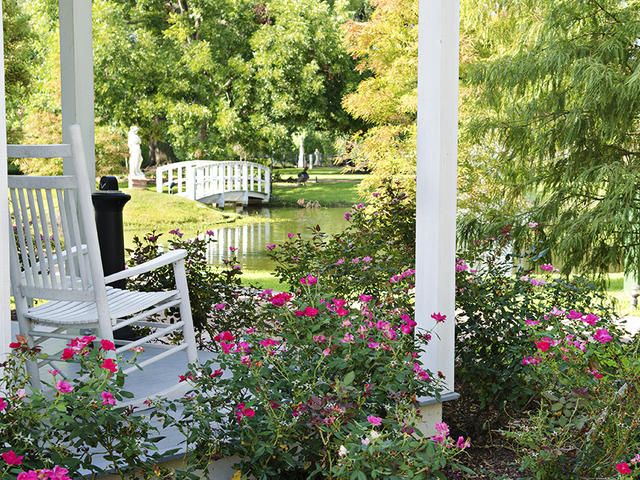 A view through the porch of a Pond Cottage