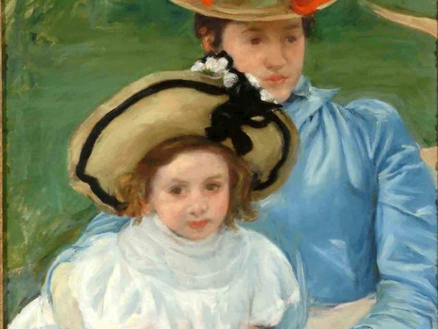 "Mother and Daughter, Both Wearing Large Hats" by Mary Cassatt