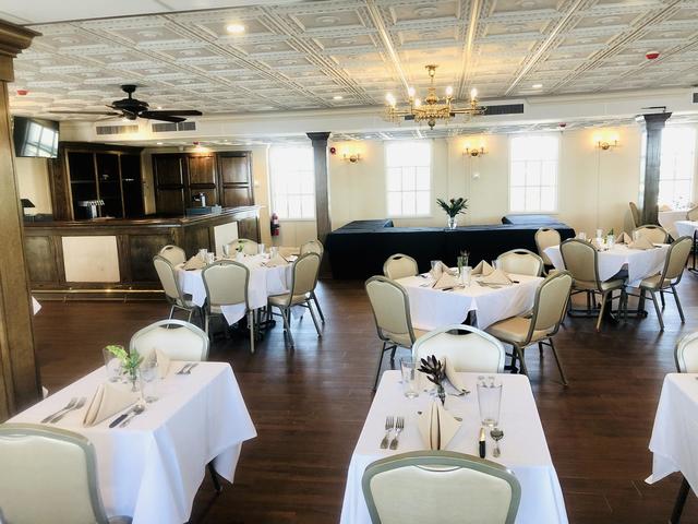 Main Deck Dining room with antique lighting and lovely decor