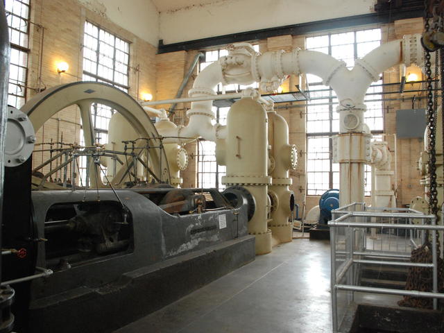 Massive machinery in the main pump house