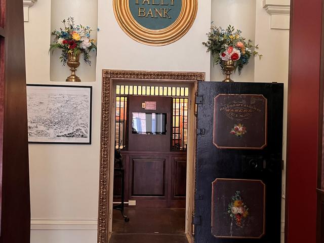 This ornate vault door hails from the days when the building was a bank.