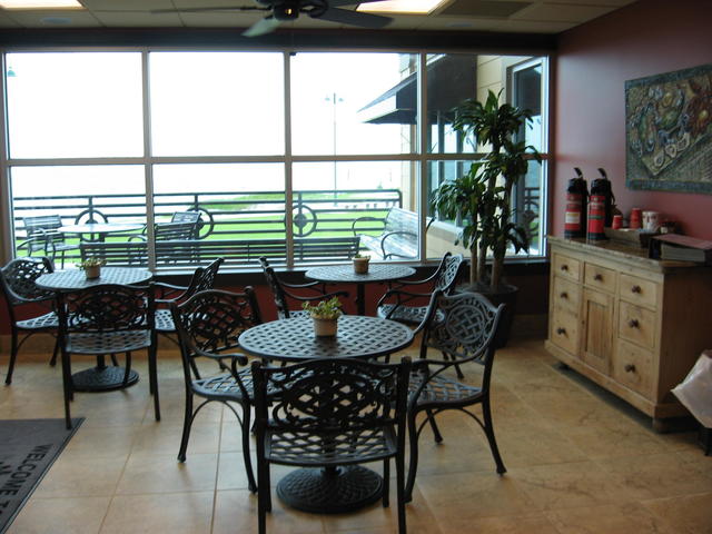 Cafe seating area at the welcome center in Lake Charles, LA.