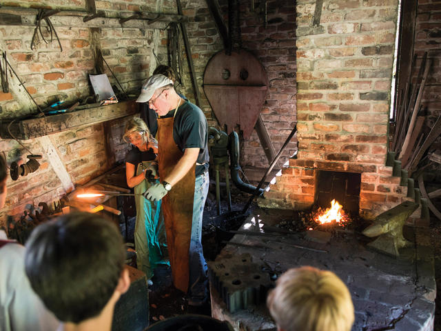 A blacksmith demonstration at LSU Rural Life Museum