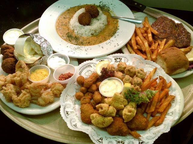 Crawfish Etouffee, Prime Cut Ribeye, and Bayou Sampler