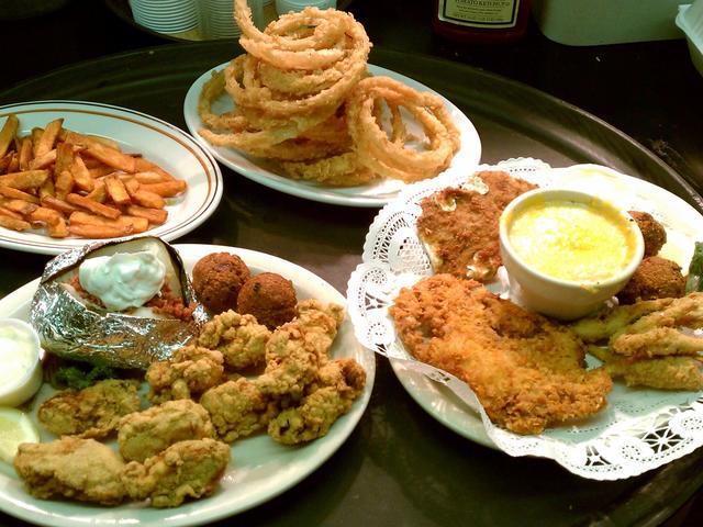 Fried Oysters, Crab Platter