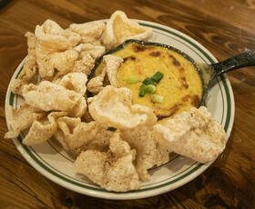 Crawfish Queso and Pork Rinds from Elsie's Plate &amp; Pie in Baton Rouge, Louisiana