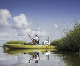 Kayak fishing near Bayou Lafourche.