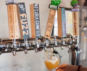 Pouring beers at Parish Brewing Company in Lafayette, Louisiana