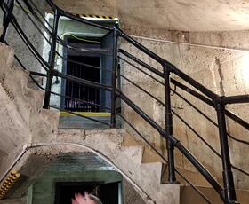 Spiral staircase in DeRidder's Gothic Jail.