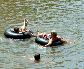 People enjoy tubing in Bogue Chitto State Park.
