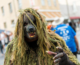 A person dressed as a werewolf at the Rougarou Festival in Louisiana.