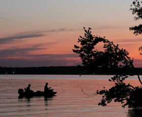 Sunset fishing on Caney Lake in Louisiana