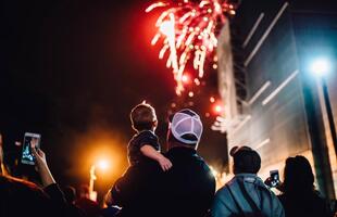 Celebrating during Fireworks on the Mississippi in Baton Rouge, Louisiana